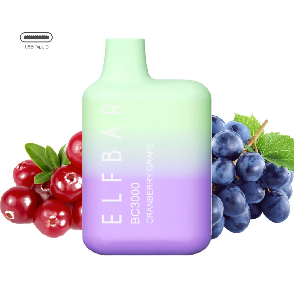 ELF BAR BC3000 CRANBERRY GRAPE 5 RECHARGEABLE ELF BAR