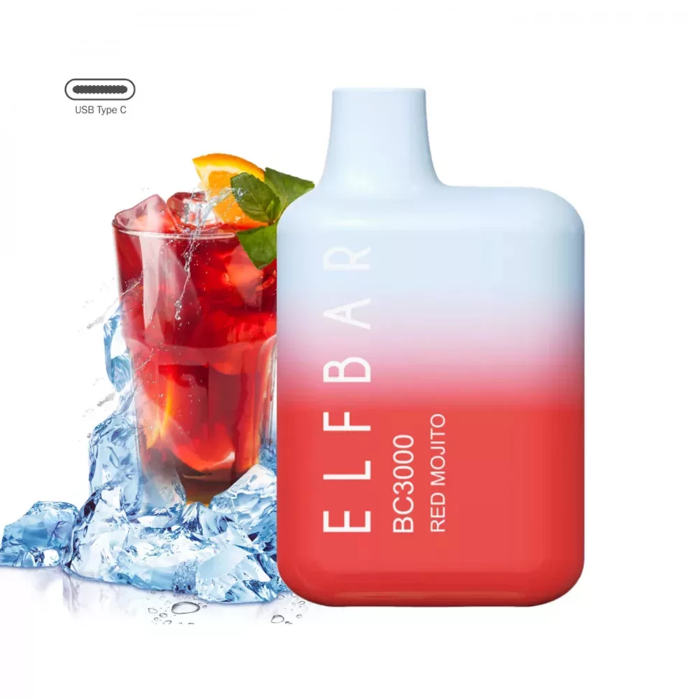 ELF BAR BC3000 - RED MOJITO 5% - RECHARGEABLE - ELF BAR VAPE