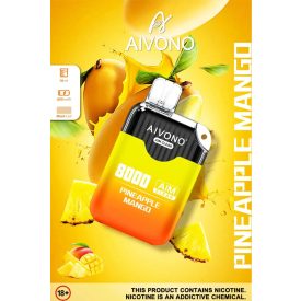 Aivono 8000 - Nicotine Free 0% disposable vape with pineapple mango flavor and 8000 puffs