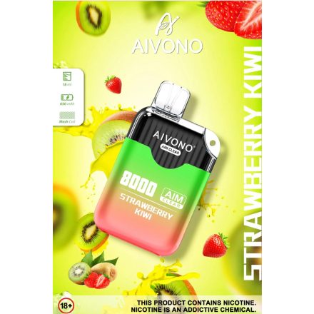 Aivono 8000 - Nicotine Free 0% disposable vape with strawberry kiwi flavor and 8000 puffs