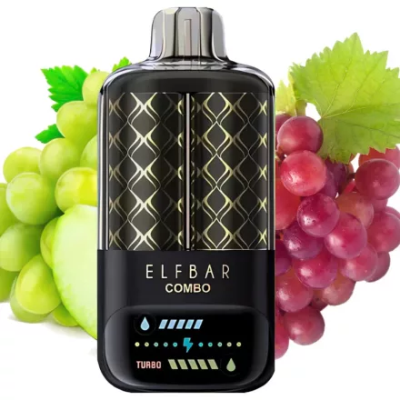 ELF BAR COMBO disposable vape with green grape and grape flavor and 25000 puffs