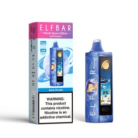 ELF BAR PLANET 25000 disposable vape with Baja Splash flavor and 5% nicotine, rechargeable.